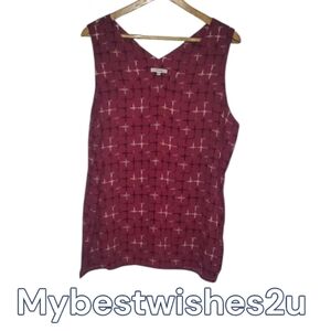 Pleione Lightweight Top Womens Size L Large Burgundy Red Sleeveless Tank v-neck